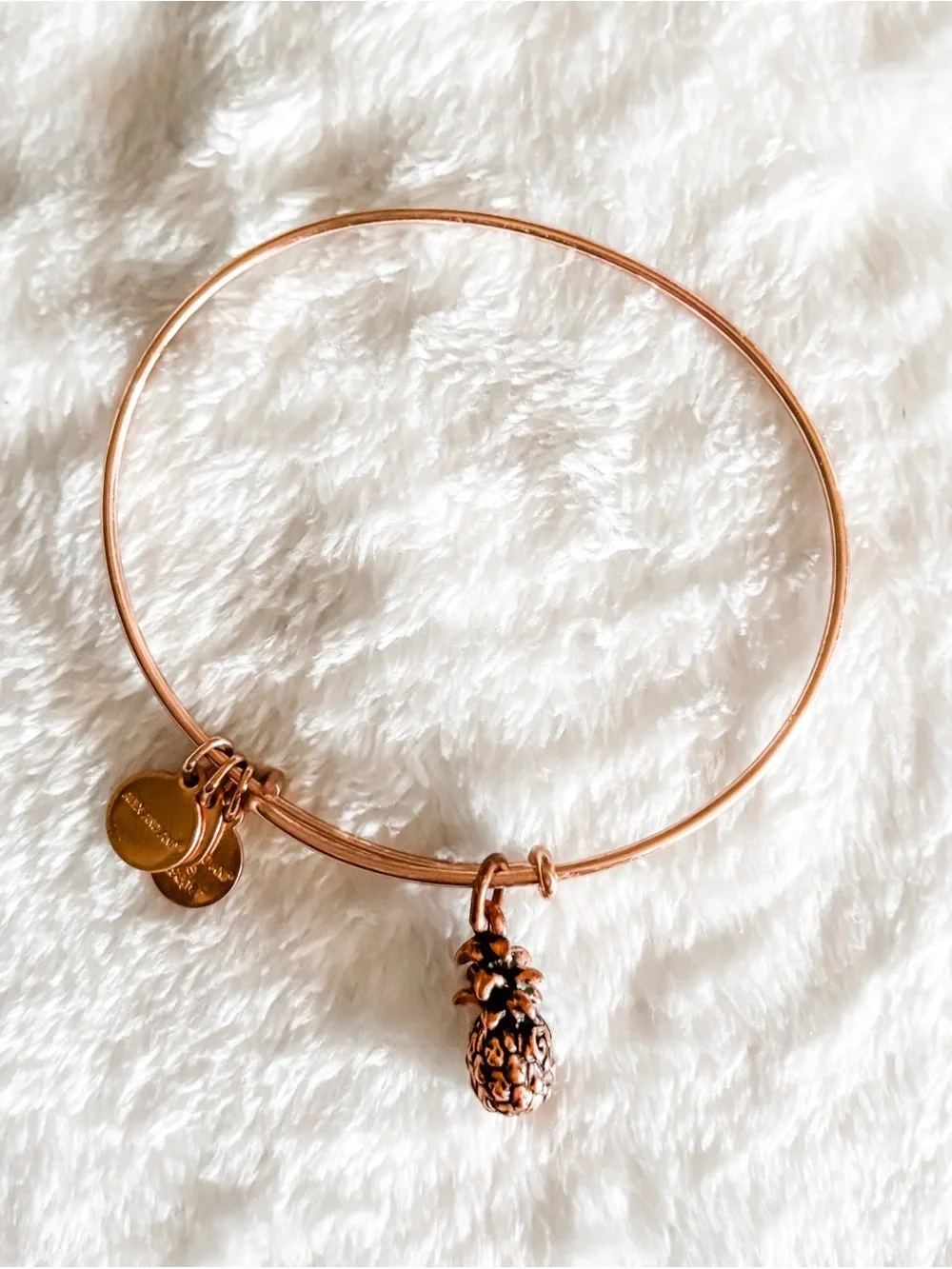 Alex and Ani Pineapple Charm Expandable Bangle Bracelet - Rose Gold